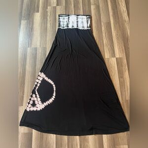 Green Dragon Tie Dye Peace Maxi Skirt SZ Small